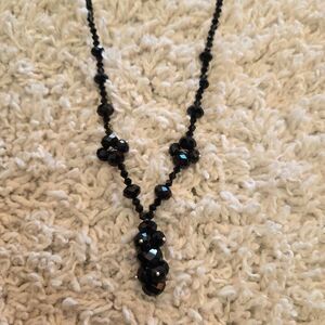NWOT Black Jet Bead Necklace Faceted Magnet Clasp